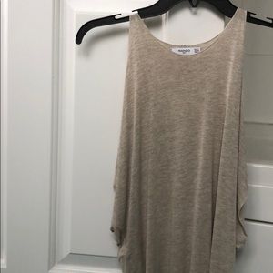 Beige open shoulder tank top